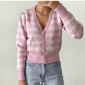 Astr the label pink plaid cardigan XS like new